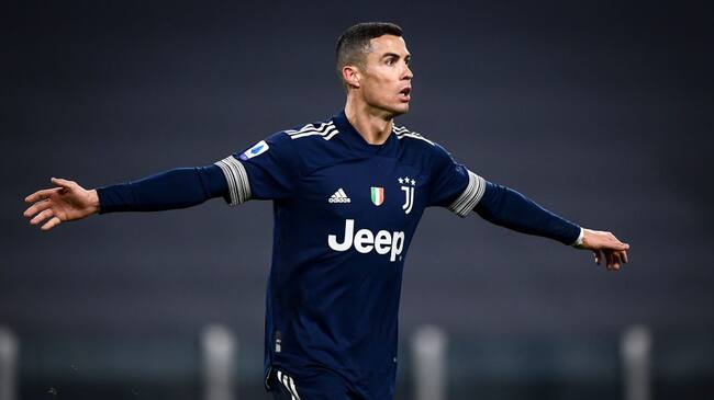 ALLIANZ STADIUM, TURIN, ITALY - 2021/01/10: Cristiano Ronaldo of Juventus FC celebrates after scoring a goal during the Serie A football match between Juventus FC and US Sassuolo. Juventus FC won 3-1 over US Sassuolo. (Photo by Nicolò Campo/LightRocket via Getty Images)