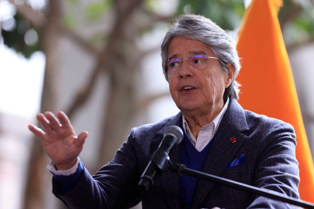 El presidente de Ecuador Guillermo Lasso ante los medios de comunicación