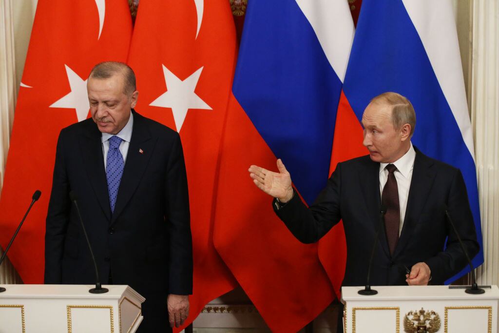 Vladimir Putin y Recep Erdogan en una cita en Moscú