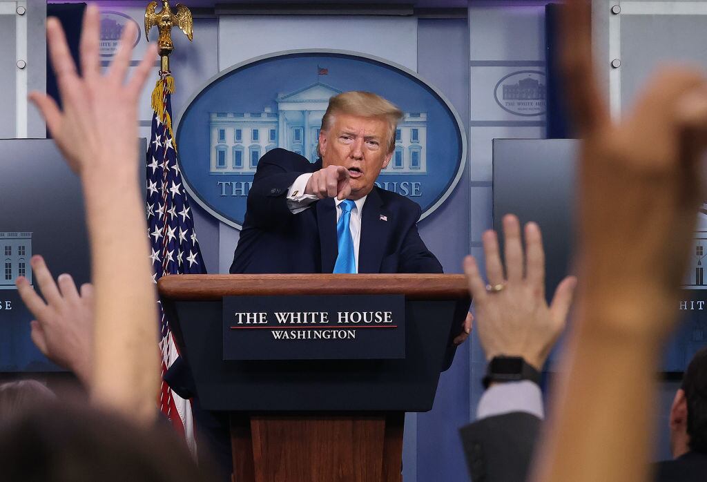 Donald Trump en una conferencia de prensa en la Casa Blanca