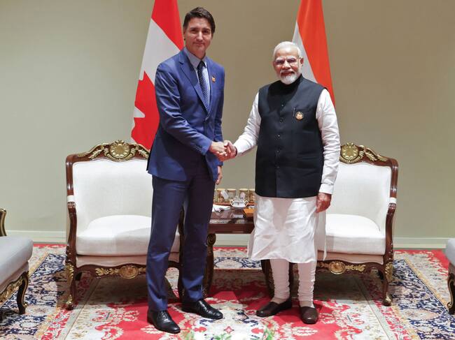 Los primeros ministros de India Narendra Modi y de Canadá Justin Trudeau