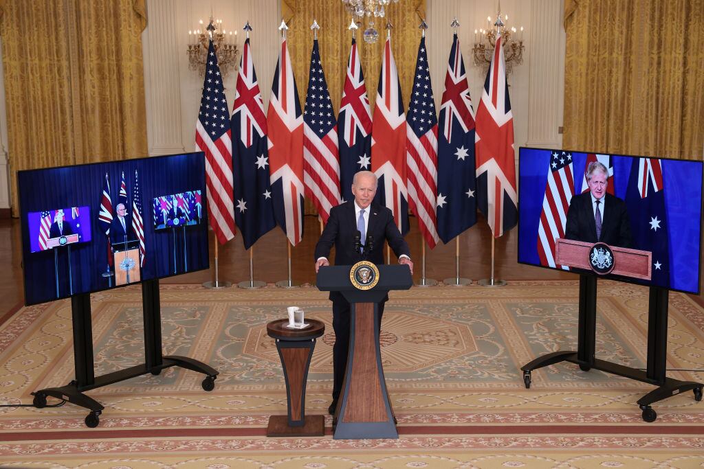 Biden en la Casa Blanca tras la cita virtual con Scott Morrison y Boris Johnson