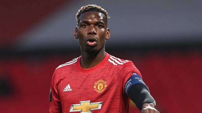 MANCHESTER, ENGLAND - APRIL 15: Paul Pogba of Manchester United makes a point during the UEFA Europa League Quarter Final Second Leg match between Manchester United and Granada CF at Old Trafford on April 15, 2021 in Manchester, England. Sporting stadiums around Europe remain under strict restrictions due to the Coronavirus Pandemic as Government social distancing laws prohibit fans inside venues resulting in games being played behind closed doors. (Photo by Stu Forster/Getty Images)