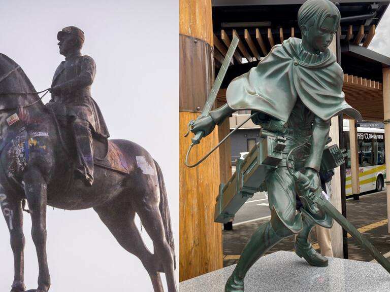 Crean petición para cambiar la estatua del general Baquedano por una de Levi Ackerman de SnK