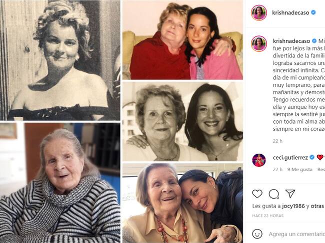 Kirshna de Caso despidió a su abuela | Instagram