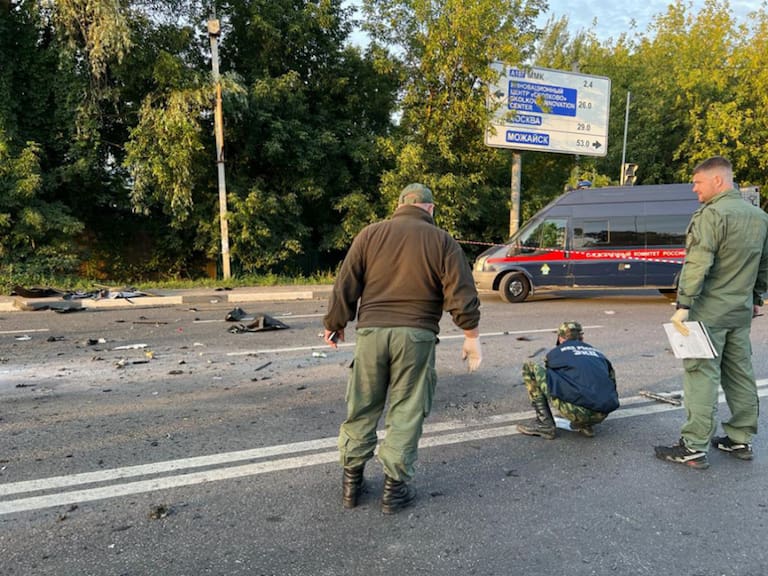 Zona del ataque explosivo a Darya Dugina en una carretera cercana a Moscú