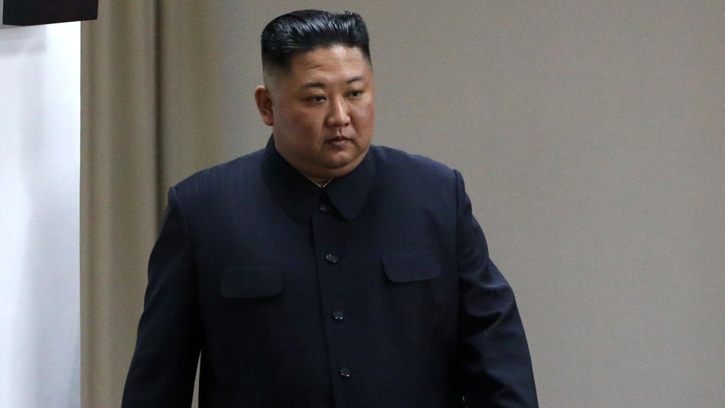 VLADIVOSTOK, RUSSIA - APRIL, 25 (RUSSIA OUT) North Korean Leader Kim Jong-un enters the hall during the Russia - North Korea Summit on April 25, 2019 in Vladivostok, Russia. North Korean Leader Kim Jong-un is visiting Russia for the first time. (Photo by Mikhail Svetlov/Getty Images)