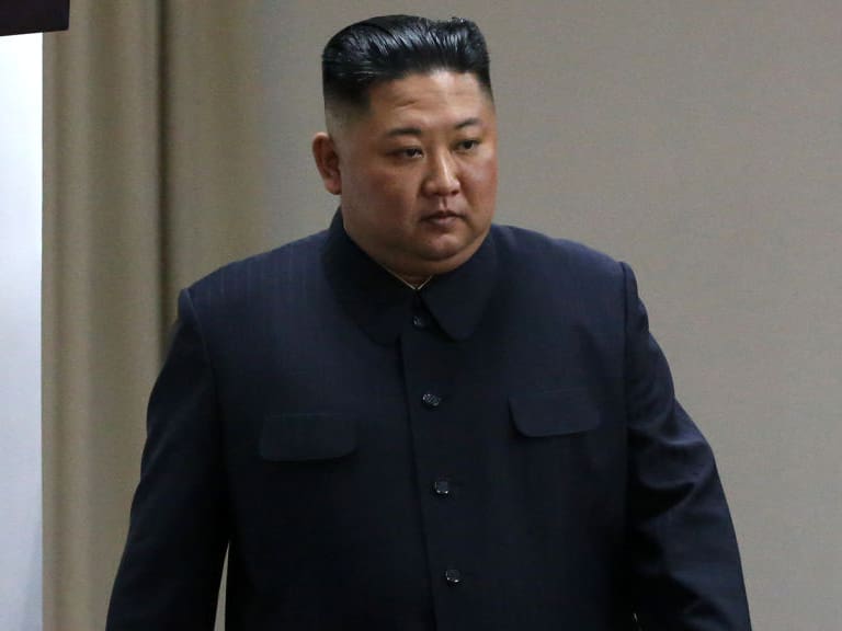 VLADIVOSTOK, RUSSIA - APRIL, 25 (RUSSIA OUT) North Korean Leader Kim Jong-un enters the hall during the Russia - North Korea Summit on April 25, 2019 in Vladivostok, Russia. North Korean Leader Kim Jong-un is visiting Russia for the first time. (Photo by Mikhail Svetlov/Getty Images)