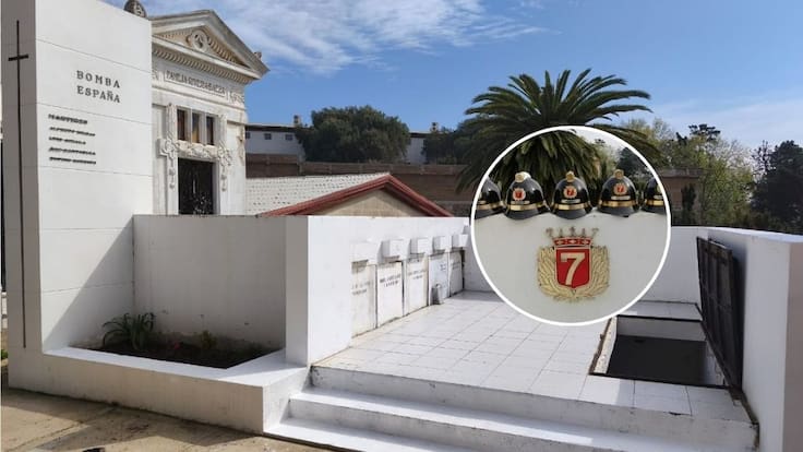 Roban histórico escudo de bronce del mausoleo de la Séptima Compañía de Bomberos de Valparaíso