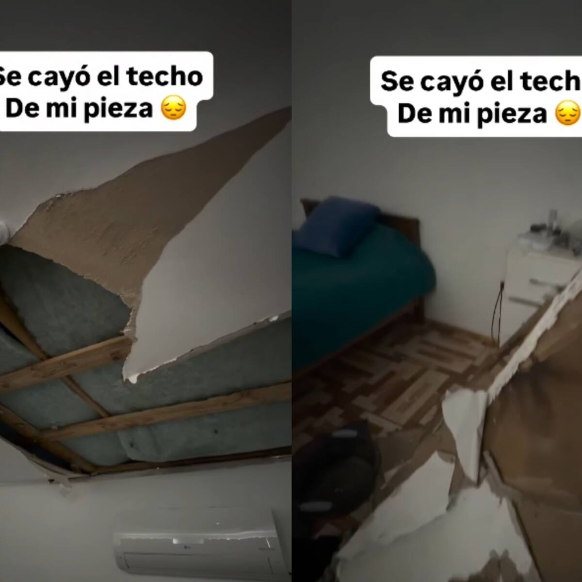 Reconocido streamer chileno sufre el colapso del techo de su pieza por las lluvias: “Me estoy inundando”