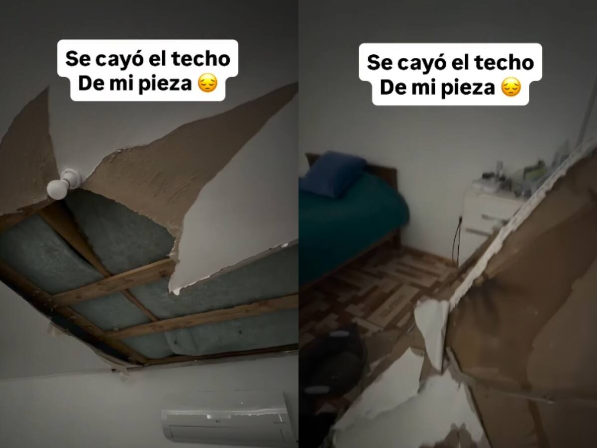 Reconocido streamer chileno sufre el colapso del techo de su pieza por las lluvias: “Me estoy inundando”