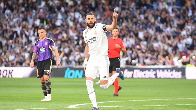 Karim Benzemá se luce con un triplete de récord en la goleada de Real Madrid al Valladolid