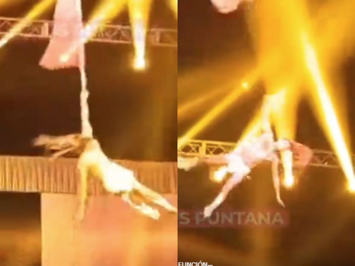 Cayó varios metros: registran impactante caída de acróbata en pleno show de circo en ciudad argentina
