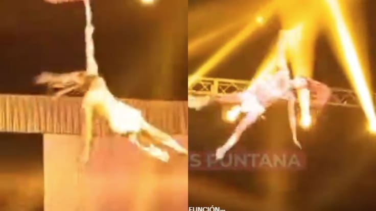 Cayó varios metros: registran impactante caída de acróbata en pleno show de circo en ciudad argentina