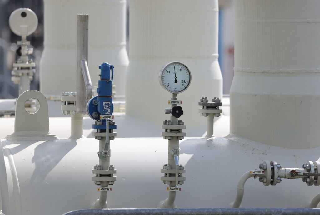Un recipiente del gas que llega desde Rusia al territorio alemán