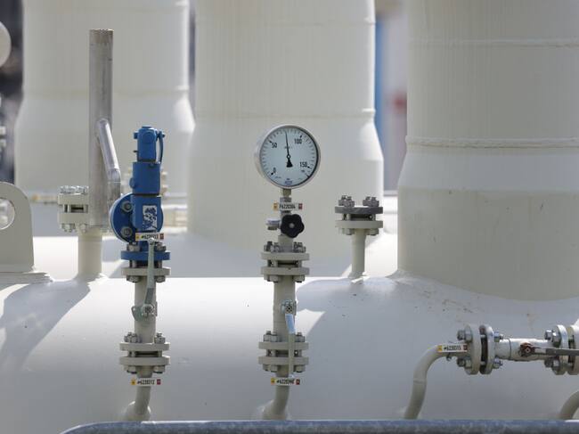 Un recipiente del gas que llega desde Rusia al territorio alemán