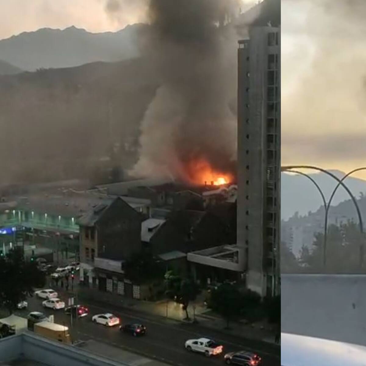 Voraz incendio afecta a cité y locales comerciales en Recoleta: columna de humo ve desde distintos puntos de Santiago