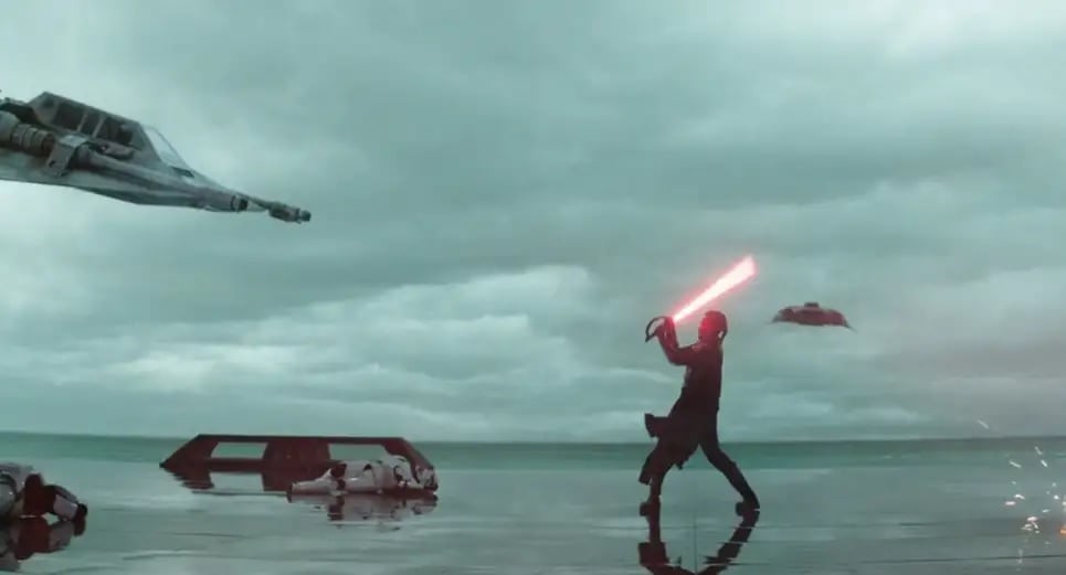 Reva luchando ante el rescate de Leia y Kenobi de la base.