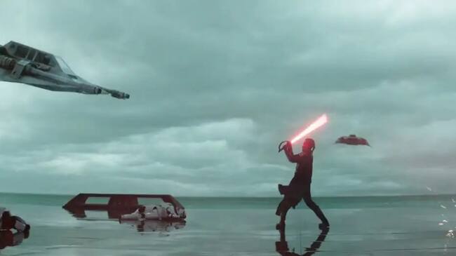 Reva luchando ante el rescate de Leia y Kenobi de la base.