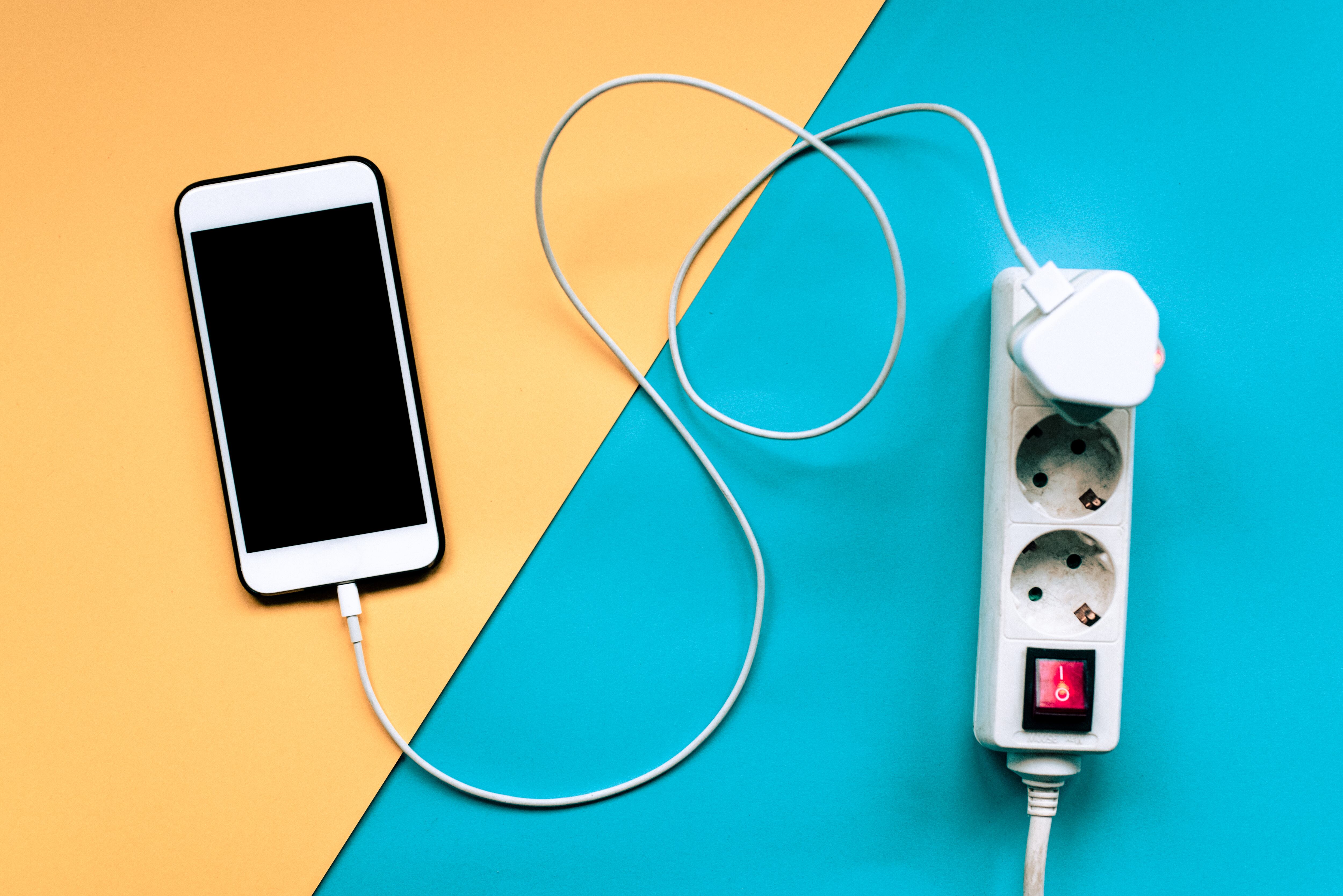 Smartphone being charged.