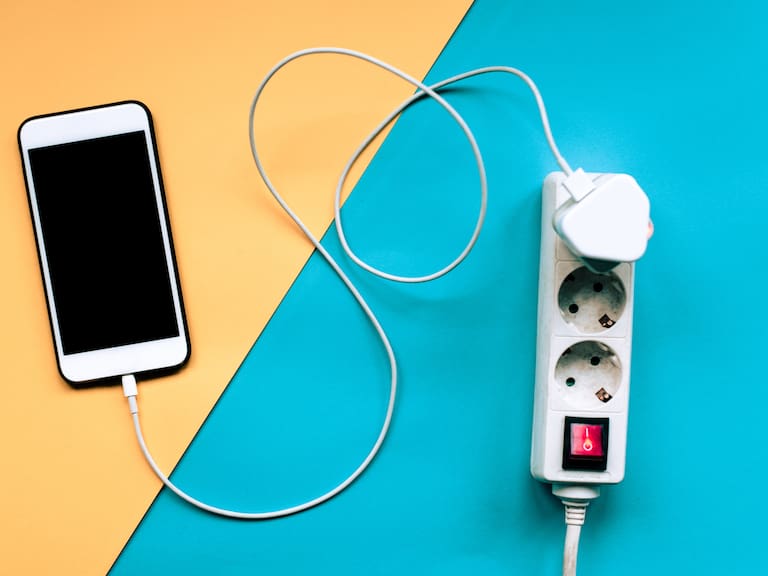 Smartphone being charged.