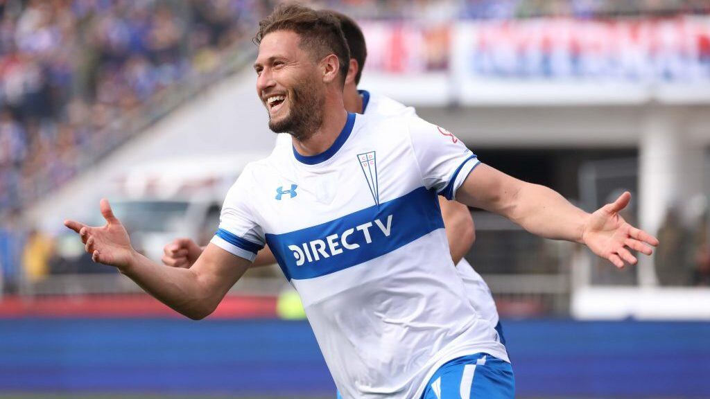25 de Agosto de 2019/SANTIAGOEl jugador German Lanaro (C) marca el uno a cero frente a Universidad de Chile, durante el partido valido por la cuarta fecha de la segunda ronda del Campeonato Nacional AFP PlanVital, entre Universidad de Chile vs Universidad Catolica jugado en el Estadio Nacional.
FOTO: SEBASTIAN ORIA/AGENCIAUNO
