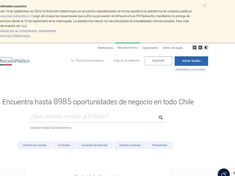 Tras ocho días caído: ChileCompra inicia reactivación paulatina de Mercado Público