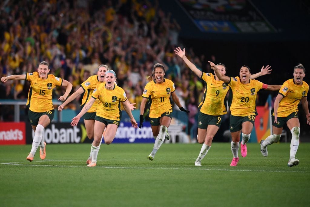 Festejo alocado de Australia tras llegar a semis del Mundial Femenino 2023