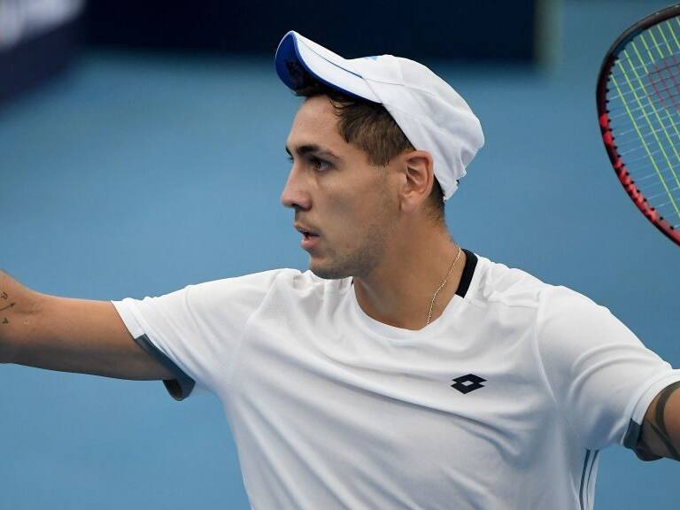 Alejandro Tabilo of Chile celebrates after winning against Viktor Durasovic of Norway during their Group A men's singles tennis match at the 2022 ATP Cup in Sydney on January 5, 2022. - -- IMAGE RESTRICTED TO EDITORIAL USE - STRICTLY NO COMMERCIAL USE -- (Photo by Muhammad FAROOQ / AFP) / -- IMAGE RESTRICTED TO EDITORIAL USE - STRICTLY NO COMMERCIAL USE -- (Photo by MUHAMMAD FAROOQ/AFP via Getty Images)