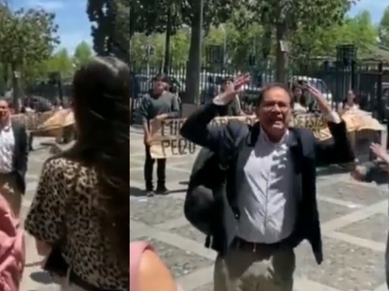 «No pueden censurar a nadie»: Sergio Micco es confrontado por manifestantes en la Facultad de Derecho de la U. de Chile