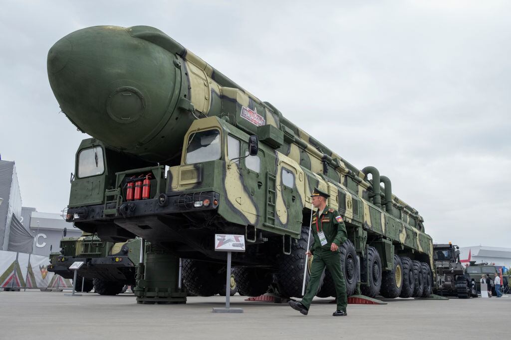 El misil intercontinental Topol-M de Rusia en una muestra en Kubinka
