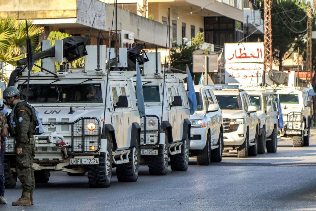 Vehículos blindados de la fuerza militar de la ONU desplegada en el Líbano
