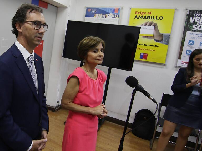 La Subsecretaria de Salud Pblica, Paula Daza (c) junto al ministro de Educacin, Ral Figueroa (i) durante en el punto de prensa en el Ministerio de Salud