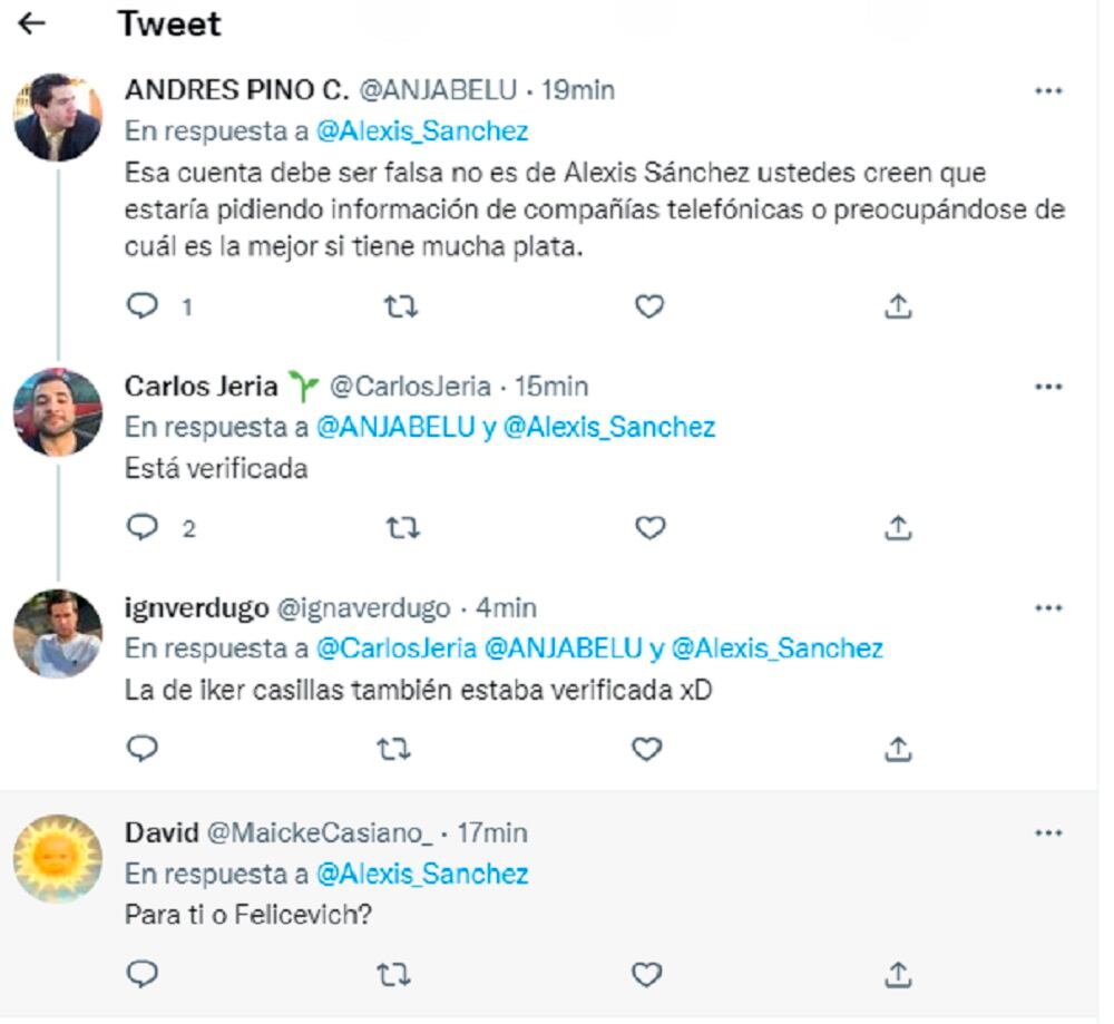 De esta forma, el comentado tuiteo de Alexis Sánchez fue incomprendido por sus fanáticos, que no dieron crédito alguno a que su ídolo estuviera cotizando algo así, sembrando la duda si era él o alguien más manejando su cuenta.