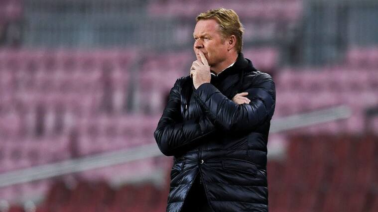 BARCELONA, SPAIN - DECEMBER 08: Head coach Ronald Koeman of FC Barcelona during the UEFA Champions League Group G stage match between FC Barcelona and Juventus at Camp Nou on December 08, 2020 in Barcelona, Spain. Sporting stadiums around Spain remain under strict restrictions due to the Coronavirus Pandemic as Government social distancing laws prohibit fans inside venues resulting in games being played behind closed doors. (Photo by David Ramos/Getty Images)
