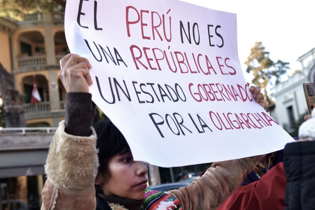 Manifestación contra el gobierno de Perú en Roma