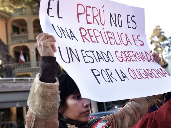 Manifestación contra el gobierno de Perú en Roma