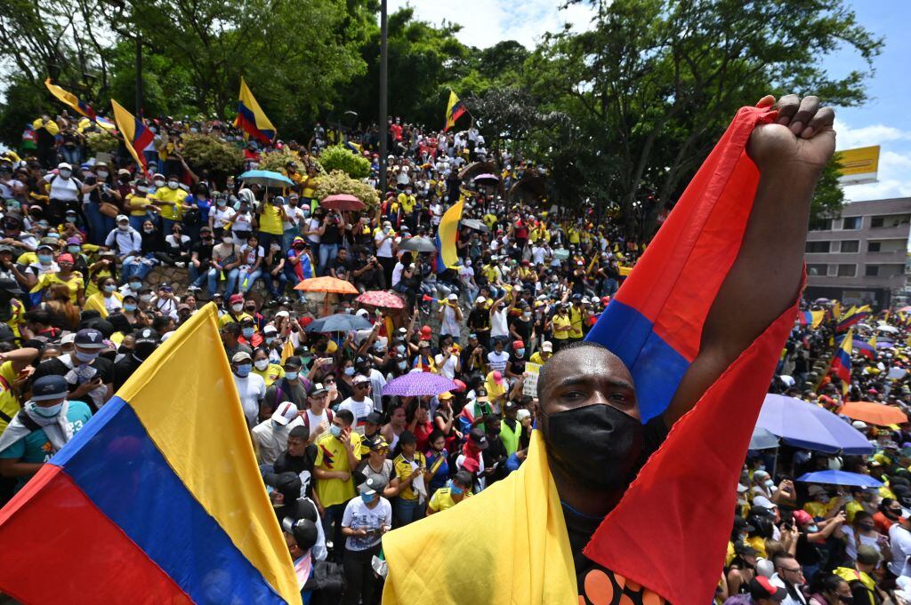 Manifestantes en Cali