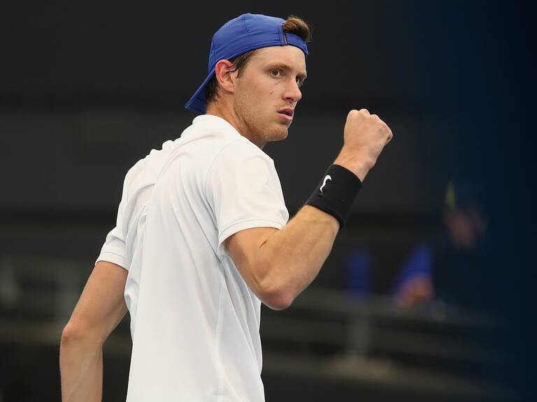 BRISBANE, AUSTRALIA - JANUARY 04: Nicolas Jarry of Chile celebrates a point against Benoit Paire of France during day two of the 2020 ATP Cup Group Stage at Pat Rafter Arena on January 04, 2020 in Brisbane, Australia. (Photo by Jono Searle/Getty Images)