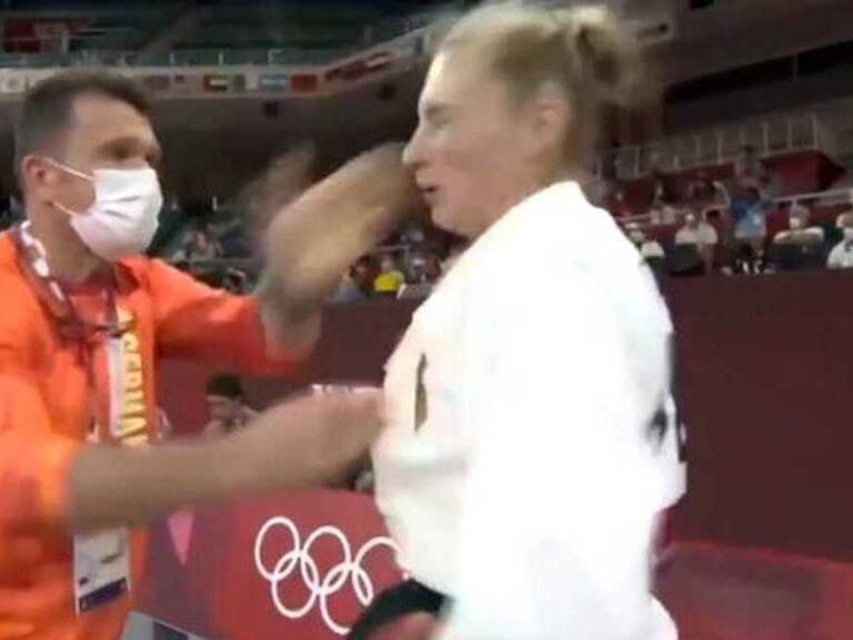 Judoca alemana Martyna Trajdos y su extraña forma de animarse antes de los combates