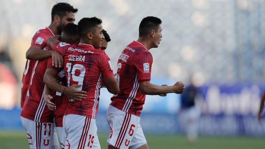 01 de Marzo del 2020/RANCAGUAJugadores de Universidad de Chile celebran els egundo gol ,durante el partido valido por la sexta fecha del campeonato AFP Plan Vital entre O'higgins y Universidad de Chile, disputado en el Estadio El Teniente de Rancagua.
FOTO:JAVIER VERGARA/AGENCIAUNO