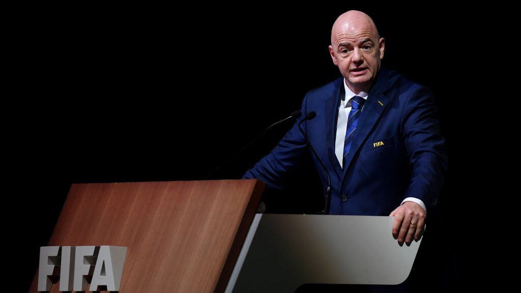 KIGALI, RWANDA - MARCH 16: Gianni Infantino, President of FIFA speaks during the 73rd FIFA Congress 2023 on March 16, 2023 in Kigali, Rwanda. (Photo by Tom Dulat - FIFA/FIFA via Getty Images)