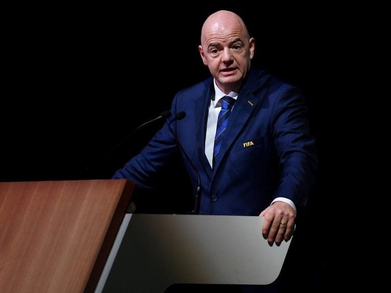 KIGALI, RWANDA - MARCH 16: Gianni Infantino, President of FIFA speaks during the 73rd FIFA Congress 2023 on March 16, 2023 in Kigali, Rwanda. (Photo by Tom Dulat - FIFA/FIFA via Getty Images)