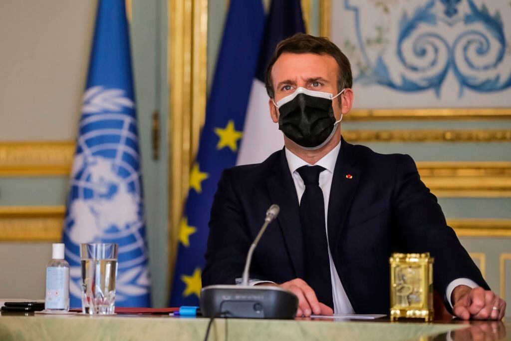 Macron participando en el último consejo de seguridad de la ONU