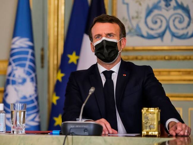 Macron participando en el último consejo de seguridad de la ONU