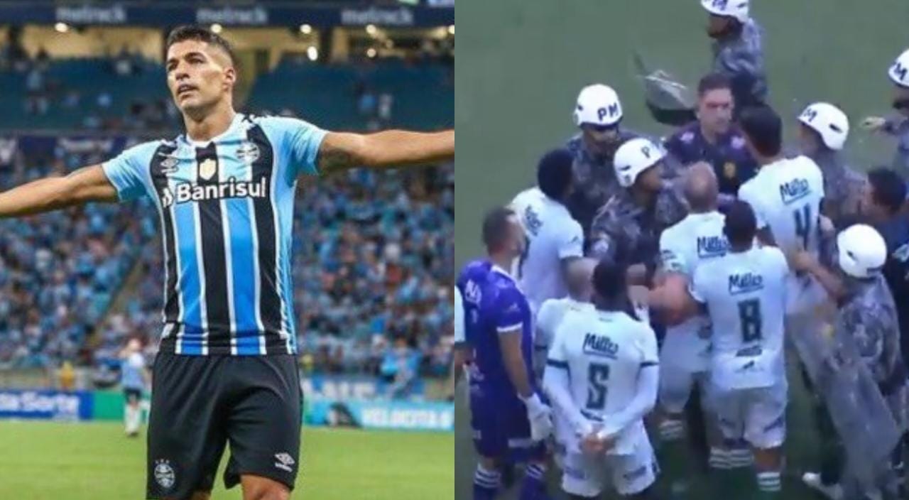 Luis Suárez provoca un caos en Brasil con polémica jugada: dos expulsados y hasta la policía intervino
