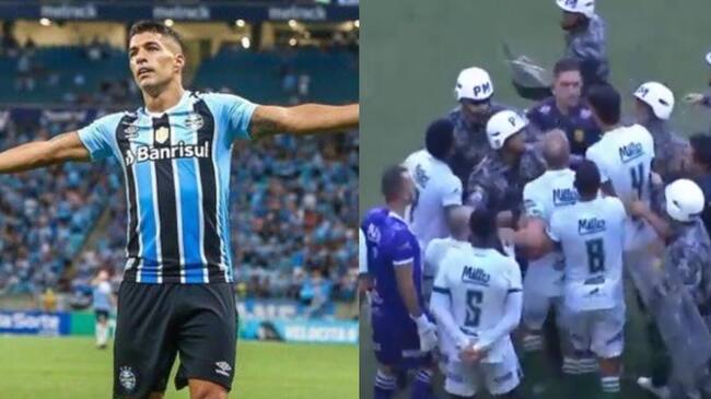 Luis Suárez provoca un caos en Brasil con polémica jugada: dos expulsados y hasta la policía intervino
