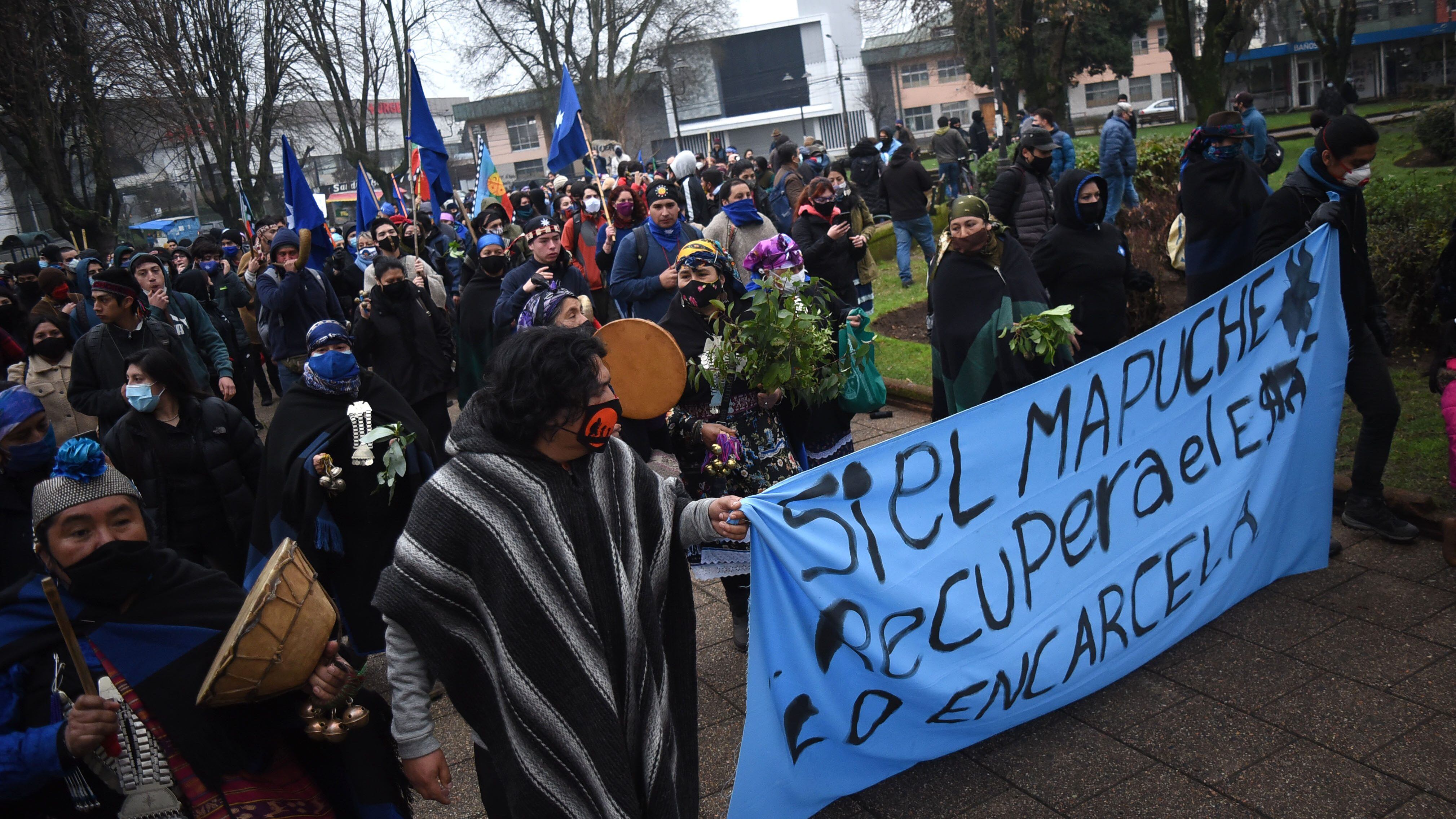 Marcha de comuneros mapuche terminó con 11 detenidos en Temuco