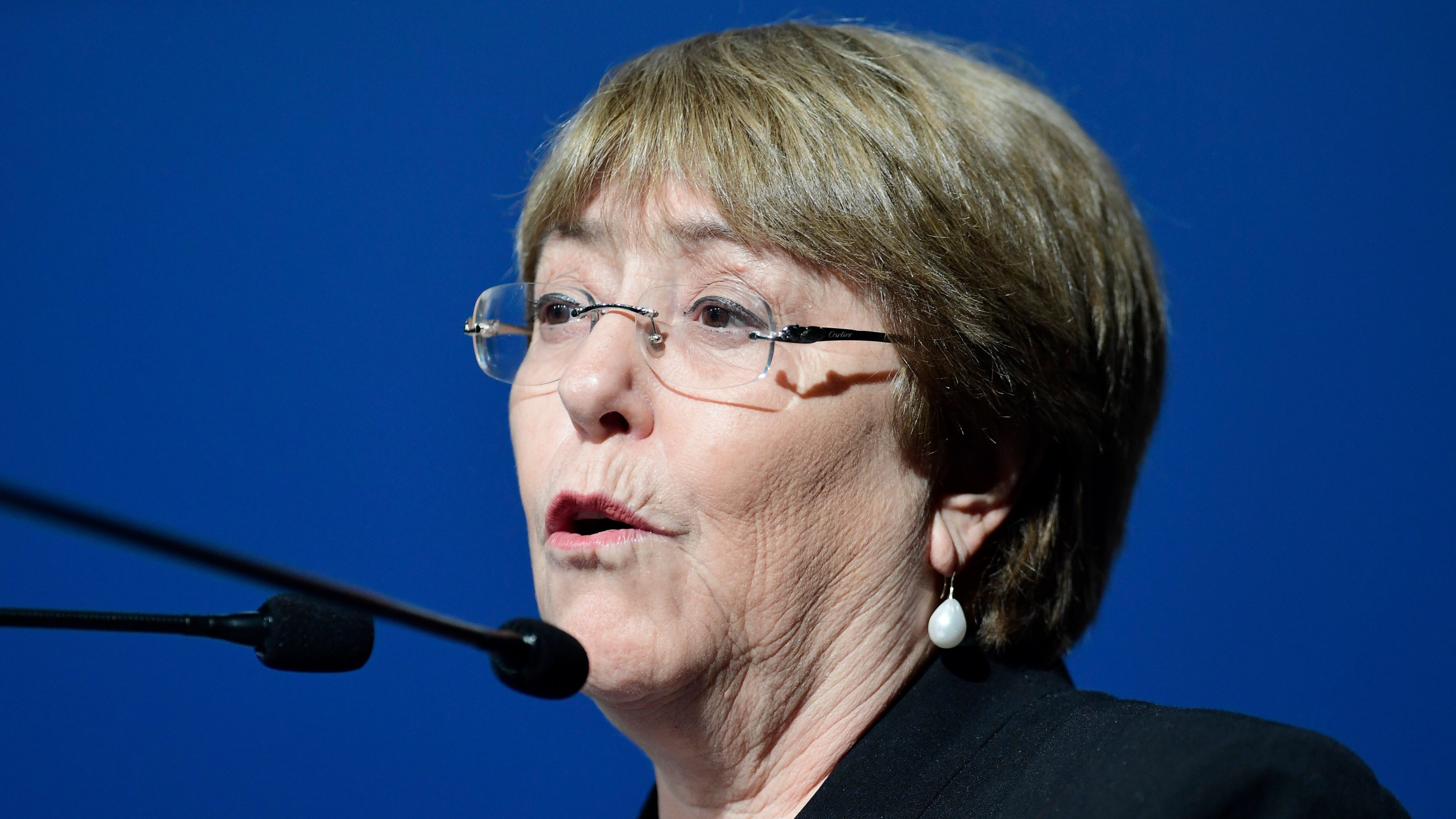 United Nations High Commissioner for Human Rights Michelle Bachelet delivers a speech during the event "We Dare": Children and Youth vs. Climate Change within the UN Climate Change Conference COP25 at the 'IFEMA - Feria de Madrid' exhibition centre, in Madrid, on December 9, 2019. - The COP25 summit opened on December 2 with a stark warning from the UN about the "utterly inadequate" efforts of the world's major economies to curb carbon pollution, in Madrid, after the event's original host Chile withdrew last month due to deadly riots over economic inequality. (Photo by CRISTINA QUICLER / AFP) (Photo by CRISTINA QUICLER/AFP via Getty Images)