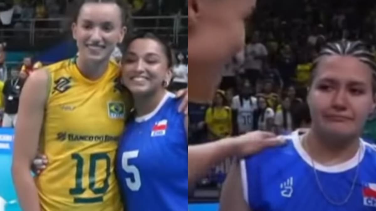 Llorando de emoción: el emotivo momento de las seleccionadas chilenas de voleibol con una figura de Brasil
